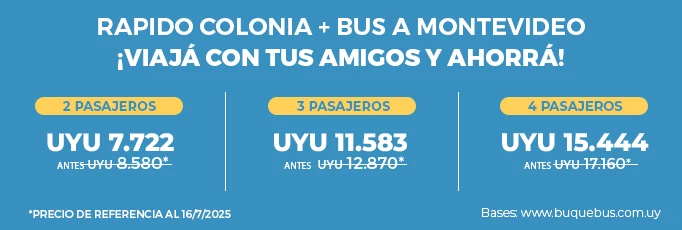 Tabla Tarifaria Promo Amigos Colonia con BUS